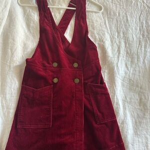 Free People Burgundy Corduroy Overalls